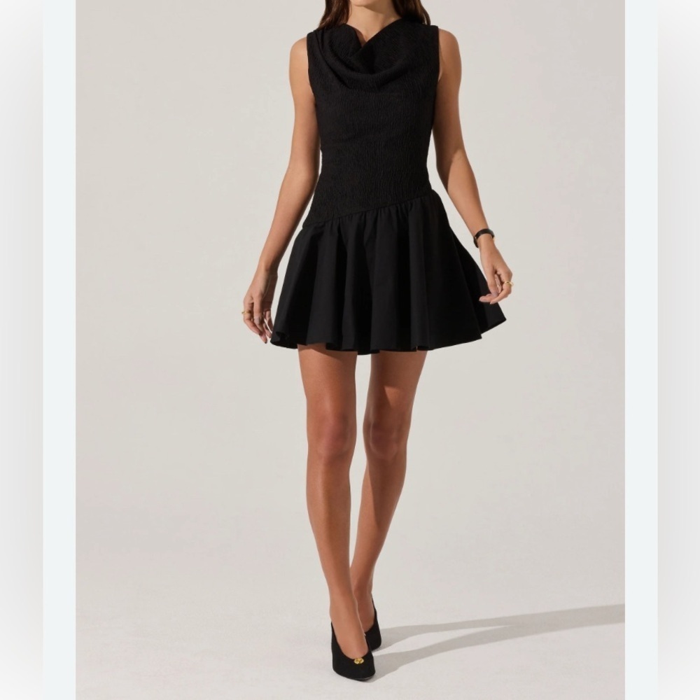 ASTR the Label Cowl Neck Mixed Media Minidress Party dress LBD Wedding guest